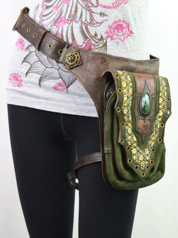 Leather Leg Holster Bag Olive