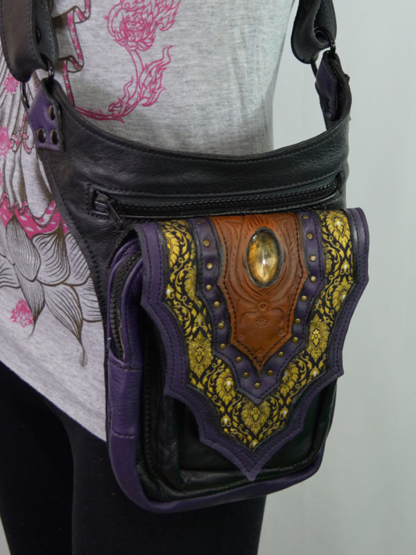 Leather Leg Holster Bag Purple